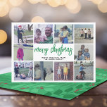 10 FotoCollage - Frohe Weihnachten Grün botanisch<br><div class="desc">Grün und Rot - Verwenden Sie 10 quadratische Fotos und machen Sie einen einzigartigen und trendigen Frohen Weihnachtsgrüßen mit einem rustikalen,  modernen Drehbuch auf der Vorderseite und einem festlichen botanischen Muster auf der Rückseite. Wenn Sie etwas bewegen möchten,  klicken Sie auf die Schaltfläche Anpassen,  um Änderungen vorzunehmen.</div>