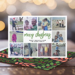 10 FotoCollage - Frohe Weihnachtskoralle Botanisch Feiertagskarte<br><div class="desc">Schwarz,  Korallen,  Grün und Rot - Verwenden Sie 10 quadratische Fotos und machen Sie einen einzigartigen und trendigen Frohen Weihnachtsgrüßen mit einem rustikalen,  modernen Drehbuch auf der Vorderseite und einem festlichen botanischen Muster auf der Rückseite. Wenn Sie etwas bewegen möchten,  klicken Sie auf die Schaltfläche Anpassen,  um Änderungen vorzunehmen.</div>