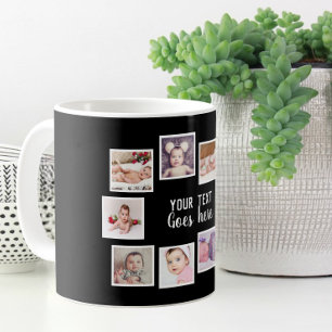 10 FotoCollage mit Personalisiertem Schwarz Kaffeetasse