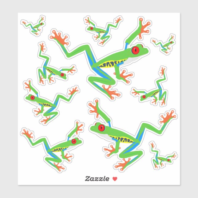 10 Froschdekal des Roten Auges Aufkleber (Blatt)