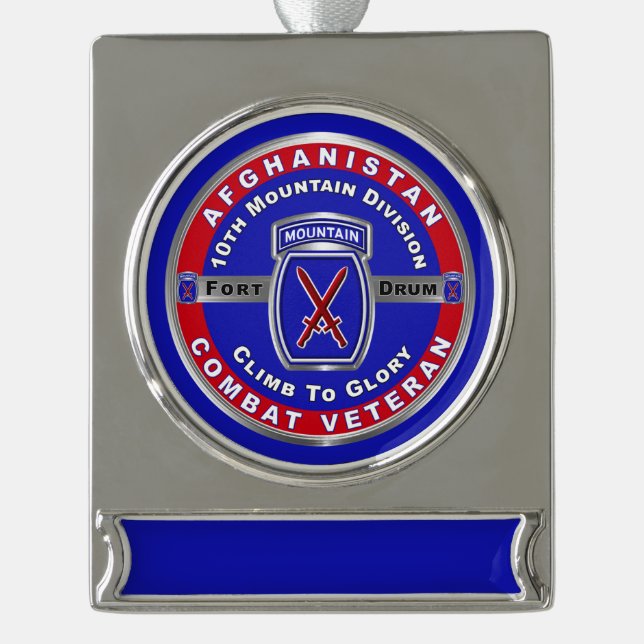 10. Gebirgsabteilung Afghanistan Veteran Banner-Ornament Silber (Vorderseite)