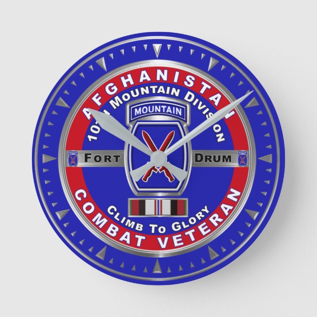 10. Gebirgsabteilung Afghanistan Veteran Runde Wanduhr (Vorderseite)