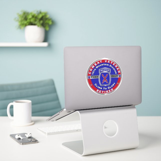 10. Gebirgsabteilung erschöpft Aufkleber (Laptop auf Schreibtisch)