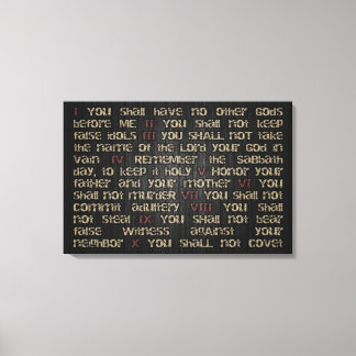 10 Gebote für dunkles Holz 30" x 20" Leinwand Wrap