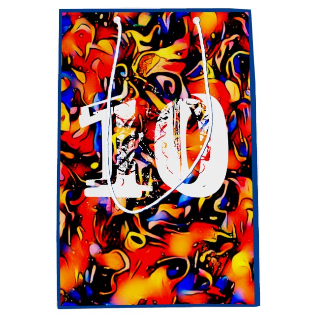 10. Geburtstag abstrakte Kunstjungen Mittlere Geschenktüte (Vorderseite)