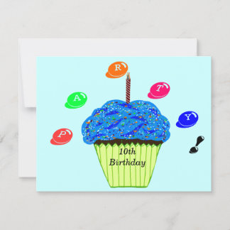 10. Geburtstag Blue Green Cupcakes Party Einladung