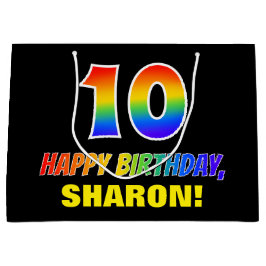 10. Geburtstag: Bold, Fun, Simple, Rainbow 10 Große Geschenktüte