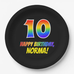 10. Geburtstag: Bold, Fun, Simple, Rainbow 10 Pappteller