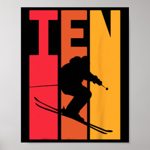 10. Geburtstag Boy Retro Ski Lover Skier 10 Jahre Poster