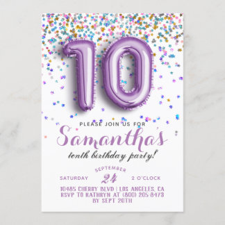 10. Geburtstag Confetti Einladung