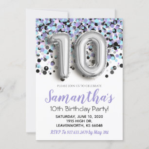 10. Geburtstag Confetti Einladung