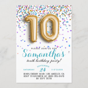 10. Geburtstag Confetti Einladung