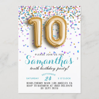 10. Geburtstag Confetti Einladung
