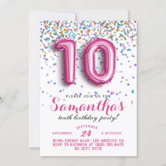 10. Geburtstag Confetti Einladung