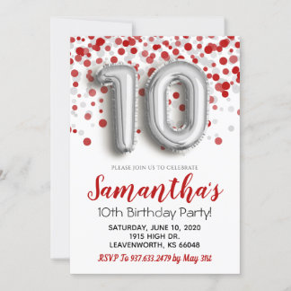 10. Geburtstag Confetti Einladung