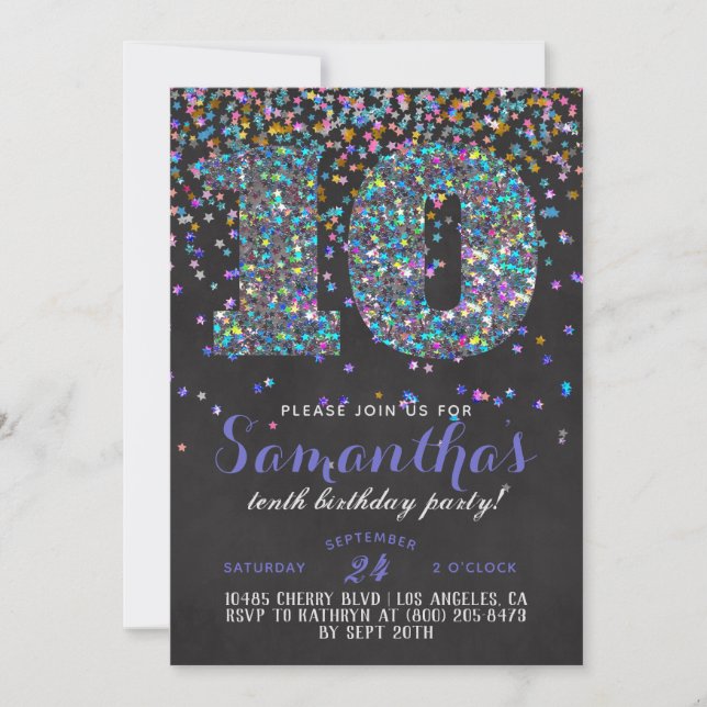 10. Geburtstag Confetti Einladung (Vorderseite)
