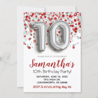 10. Geburtstag Confetti Einladung