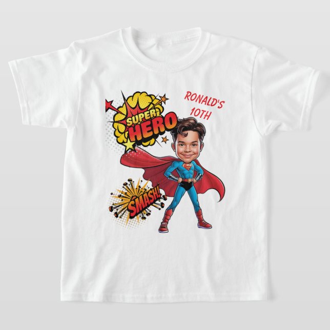 10. Geburtstag Custom Superhero Karikatur T-Shirt (Ablage )
