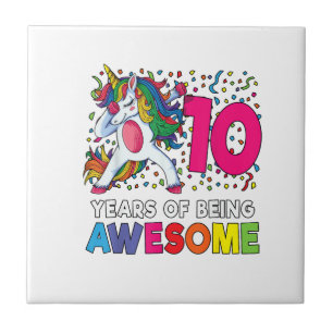 10. Geburtstag Dabbing Einhorn Party Geschenk 10 J Fliese