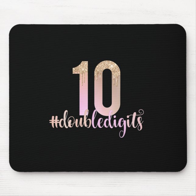 10. Geburtstag doppelte Ziffern Mädchen Peach Ombr Mousepad (Vorne)