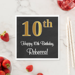 10. Geburtstag ~ Elegante Luxuriöse Imitate Gold L Serviette