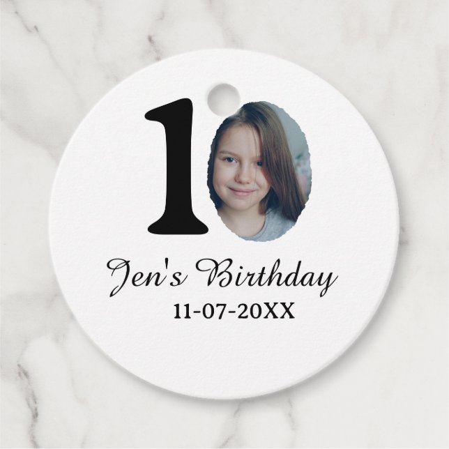 10. Geburtstag Foto kühnen Brief Kindernahrungsdat Geschenkanhänger (Vorderseite)