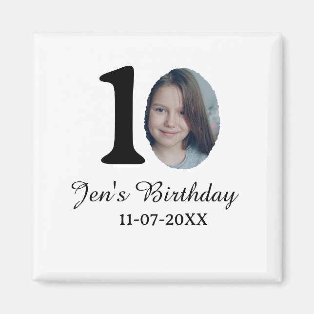 10. Geburtstag Foto kühnen Brief Kindernahrungsdat Magnet (Vorne)