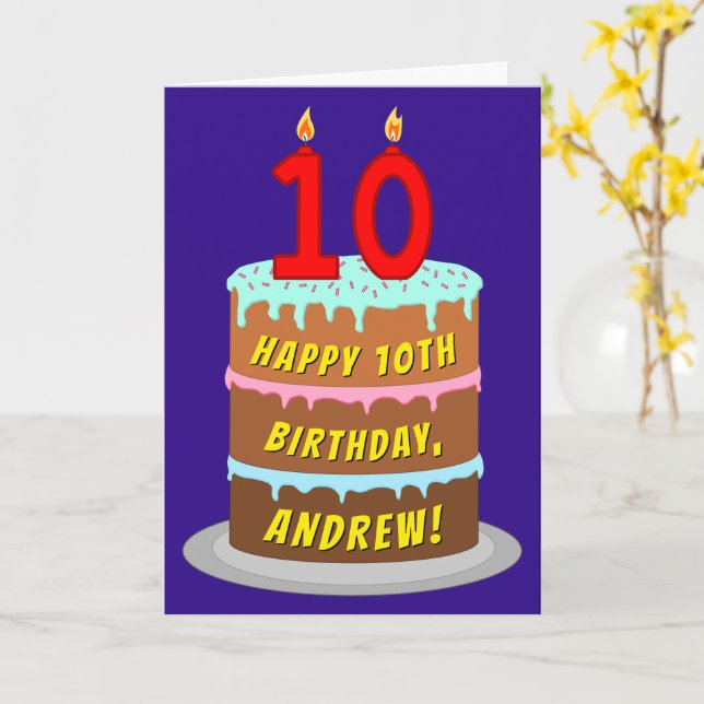 10. Geburtstag: Fun Cake and Candles + Individuell Karte (Gelbe Blume)