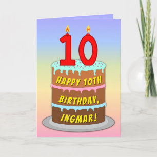 10. Geburtstag — Fun Cake & Candles, w/Individuell Karte