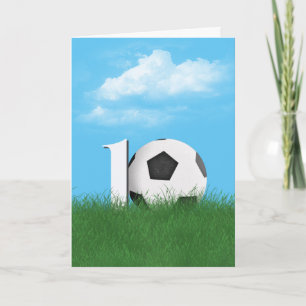 10. Geburtstag Fußball-Ball im Grünen Gras Karte