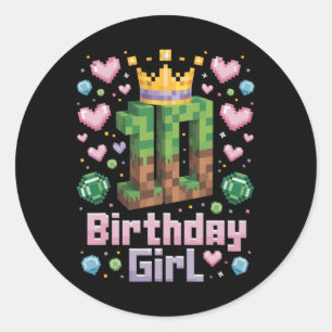 10. Geburtstag Girl Shirt Gaming Pixel Party 10 Ja Runder Aufkleber