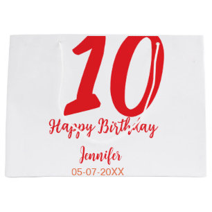 10. Geburtstag Hinzufügen Name Datum Jahr rote Vor Große Geschenktüte