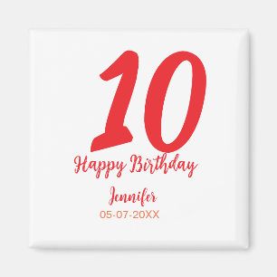 10. Geburtstag Hinzufügen Name Datum Jahr rote Vor Magnet
