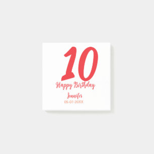 10. Geburtstag Hinzufügen Name Datum Jahr rote Vor Post-it Klebezettel