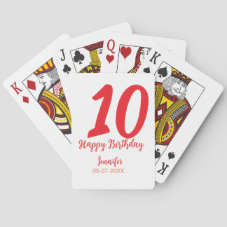 10. Geburtstag Hinzufügen Name Datum Jahr rote Vor Spielkarten