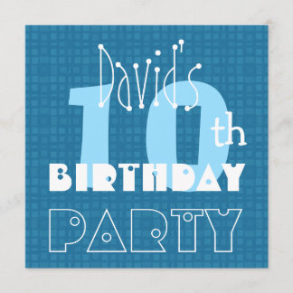 10. Geburtstag Individuelle Name Blue and White V0 Einladung
