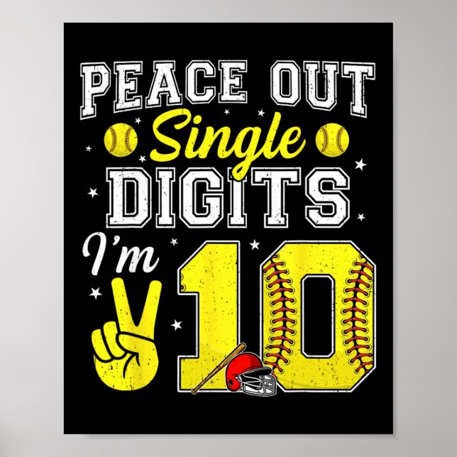 10. Geburtstag Junge Softll Peace Out einstellige  Poster (Vorne)