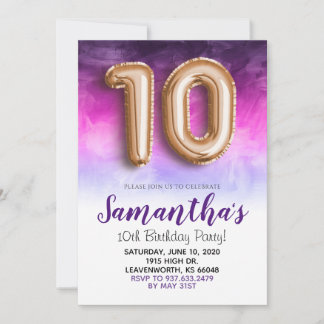 10. Geburtstag Lila Marmor Einladung