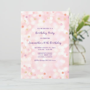 10. Geburtstag Lila Pink Gold Einladung