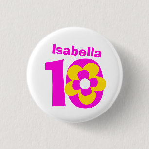 10. Geburtstag Mädchen rosa Taste/Abzeichen Button