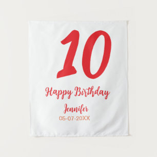 10. Geburtstag Name Datum Jahr rote Vorlage  Wandteppich