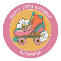 10. Geburtstag Name Rollschuh süßer rosa Aufkleber