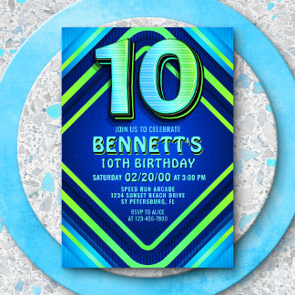 10. Geburtstag Neon Einladung