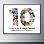 10. Geburtstag Nummer 10 Foto Collage Picture Poster<br><div class="desc">Mit dieser faszinierenden 10. Geburtstagsnummer Foto Collage können Sie ein Jahrzehnt wunderbarer Erinnerungen und Abenteuer feiern. Diese anpassbare Vorlage ist die perfekte Mischung aus Kreativität und Stimmung, die es Ihnen ermöglicht, ein wahrhaft unvergessliches Geschenk für den besonderen Tag Ihrer Lieben zu schaffen. Mit unserer sorgfältig gestalteten Collage-Vorlage Nr. 18 Foto...</div>