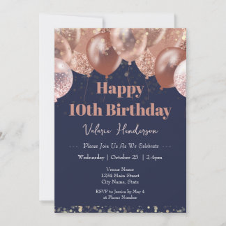 10. Geburtstag Pink Balloons Einladung