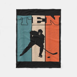 10. Geburtstag Retro Eishockey 10 Jahre alter Jung Fleecedecke