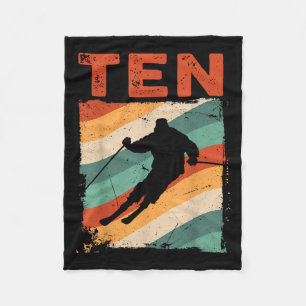 10. Geburtstag Retro Skifahren 10 Jahre alte Boys Fleecedecke