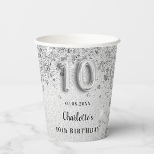 10. Geburtstag Silbername Mädchen Pappbecher
