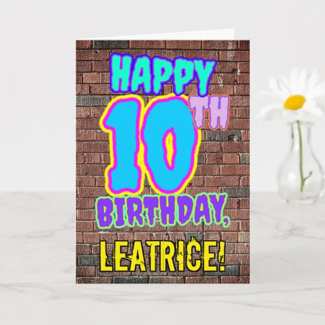 10. Geburtstag - Spaß, Urban Graffiti Inspiriert L Karte (Kleine Pflanze)