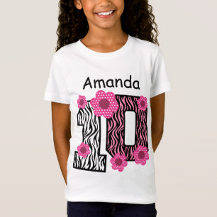 10. Geburtstagrosa Zebra-individueller Name B01 T-Shirt